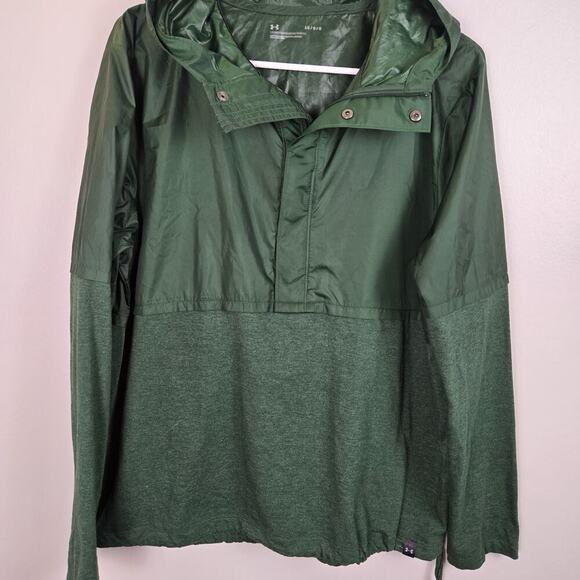 UNDER ARMOUR UA Sportstyle Windbreaker Jacket Hoodie Men Large Green Lightweight - Picture 1 of 5